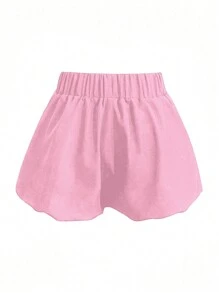 SHEIN Women's Solid Color Simple Daily Pink Shorts, Summer Fashion