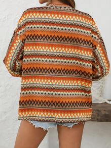 SHEIN VCAY Fall Women Clothes Allover Print Casual Long Sleeve Jacket,Western Outfits