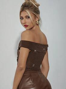 Hauture Women's Off The Shoulder Top With Sheer Sides And Back