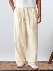 Manfinity RebelGame Quần dài co giãn chân thẳng thời trang dành cho nam giới để mặc hàng ngày - Màu be - Xem 7