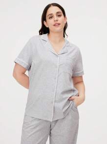 LUVLETTE 夏季柔软棉质莫代尔基础款长款透气女士睡衣套装，女士家居服套装，带口袋长裤 - 淺灰色 - 查看 6