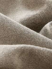 SHEIN EZwear 加大碼酸洗復古針織破損寬鬆短袖T恤 - 咖啡棕 - 查看 7