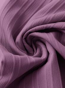 SHEIN LUNE Pantalones largos unicolor con cinturón de uso diario para mujer, de color sencillo - Púrpura polvoriento - Ver 4