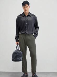 Manfinity VCAY Quần dệt nam ngang lưng thường ngày, thích hợp mặc hàng ngày vào mùa thu - màu xanh lá - Xem 5