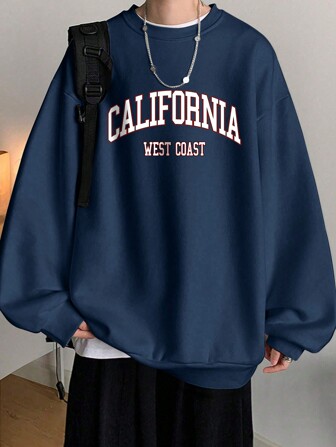 男士修身圆领长袖套头卫衣，适合通勤、春秋冬季穿着