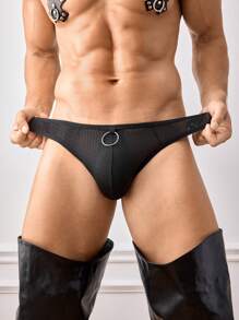 Manfinity Men's Plain Daily Style Briefs Sexy Underwear - Black - View 9