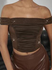 Hauture Women's Off The Shoulder Top With Sheer Sides And Back