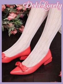 Dola Lovely Women's New Cute And Sweet Pink High-Heeled Leather Shoes With Pointed Toes For Christmas And New Year Holiday Vibe Fall And Winter Valentines