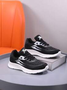 Breathable Lightweight Casual Children Sports Running Shoes, Summer - Black and White - View 4