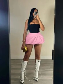 SHEIN Women's Solid Color Simple Daily Pink Shorts, Summer Fashion