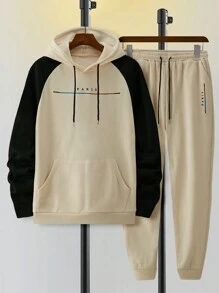 Manfinity Homme Áo khoác và quần có mũ trùm đầu in họa tiết tối giản Colorblock dành cho nam - Nhiều màu - Xem 4