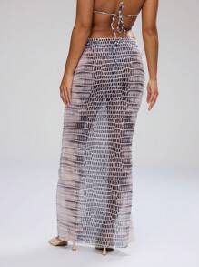 Musera Resort Allover Print Chiffon Maxi Beach Skirt Summer Beach Resort