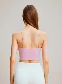 SHEIN Sports Solid Color Pleated Backless Sports Tank Top For Summer - Multicolor - View 5