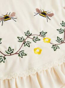 ROMWE Fairycore Women's Summer Casual Bee & Vine Embroidery Cottagecore Camisole - Apricot - View 2