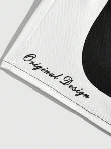 ROMWE MEN Prep Quần short bóng rổ in chữ Color Block dành cho nam, Mùa hè, Trường học - Đen và trắng - Xem 3