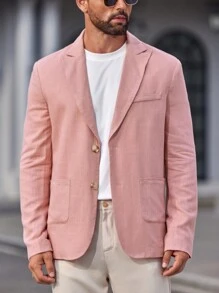 Manfinity VCAY Men's Woven Casual Blazer, Spring/Autumn Season - Pink - View 3