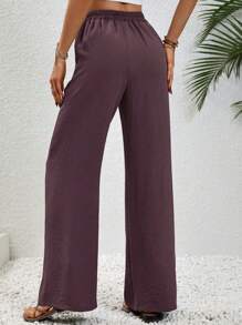 SHEIN LUNE 7/9 Length Solid Color Casual Daily Wear Trousers - Purple - View 2