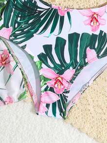 女童一件式泳衣，隨機印花配套遮陽衣 - 彩色 - 查看 4