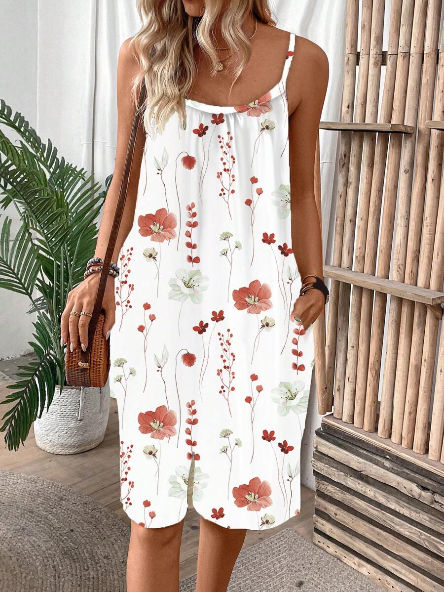 Breezaya Ärmelloser Jumpsuit für Damen mit Blumenmuster und Taschen für den lässigen Look