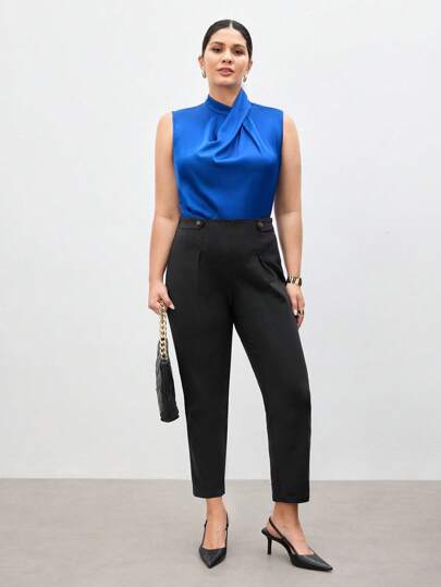 BizChic 大尺碼女士純色簡約日常穿搭西褲