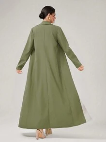 Al Najma Colorblock Double Breasted Abaya - Green - View 2
