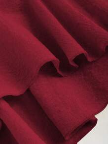 Sweetra 女士简约日常穿搭方领衬衫/罩衫 Y2K 圣诞节假日派对新年 - 紅色 - 查看 3