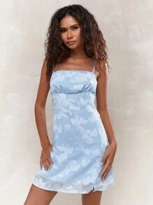 MISSGUIDED 雙層薄紗束腰迷你裙 - 淺藍色 - 查看 1