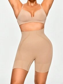 SHAPORA 女士高腰壓力運動戶外休閒瑜伽短褲 - 杏色 - 查看 8