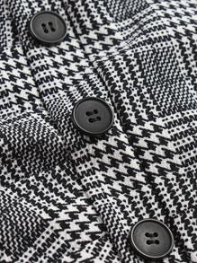 EARO French Retro Women Casual Minimalist Comfortable Daily Versatile Single-Breasted Houndstooth Pleated A-Line Skirt, High Cinched Waist Elastic Waist, Elegant Loose OL Professional Bodycon Skirt, Spring/Autumn - Black and White - View 3