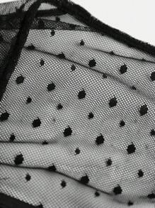 SHEIN 少女優雅黑色透明針織網眼連身衣 - 黑色 - 查看 6