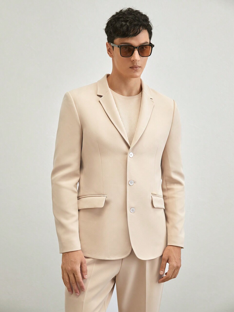 Men's 2pcs Woven Leisure Suit Set, Suitable For Office, Autumn