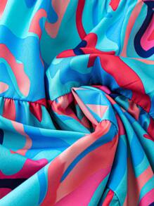 Breezaya Plus Size Full Print Ruffle Sleeve Dress