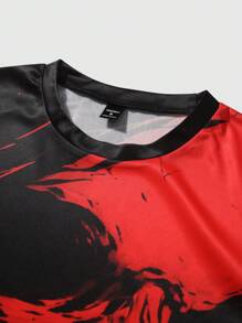 Manfinity LEGND 男士圆领骷髅印花休闲夏季短袖T恤，万圣节服装 - 彩色 - 查看 7