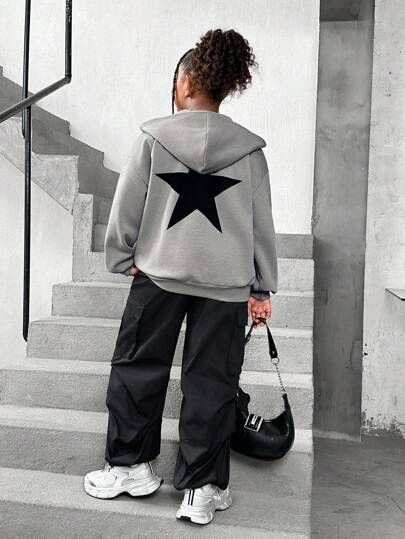 SHEIN Hoodie Sweatshirt für Tween Mädchen in erweiterter Größe mit coolem Halloween-Strickmuster