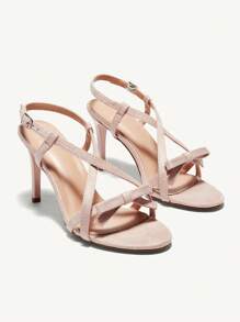 CUCCOO CHICEST Round Toe Thin High Heels Pink Bowknot Sweet Women's High-Heel Sandals