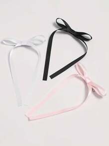 ROMWE Kawaii 12pcs/Set Elegant Ribbon Bow Hair Clips With Streamers, Side Clip Half Tie Hair Accessories Valentines - Multicolor - View 3