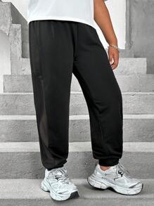 SHEIN Tween Girls Extended Size Mesh Panel Capri Leggings For Plump Girls