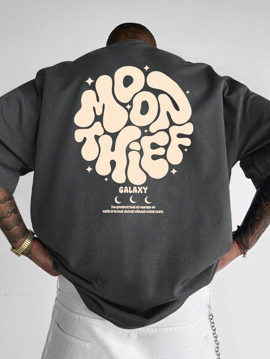 男士修身休闲圆领T恤 - 深灰色 - 查看 1