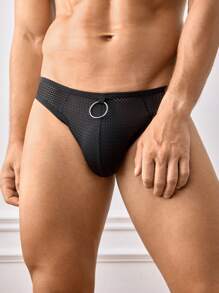 Manfinity Men's Plain Daily Style Briefs Sexy Underwear - Black - View 3