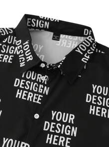 Manfinity Homme Camisa de verano de manga corta para hombres de talla grande con estampado de letras