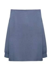 INAWLY Ladies' Solid Color Off Shoulder Long Sleeve Top, Daily Casual Wear - Dusty Blue - View 8