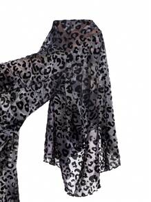 ROMWE 大小碼加厚綿絨月亮蝙蝠印花哥特風寬腿褲 - 彩色 - 查看 7