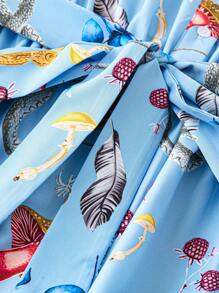 SHEIN Clasi Plus Size Women's Random Printed Simple Daily Dress With Waist Belt Decoration - Multicolor - View 5