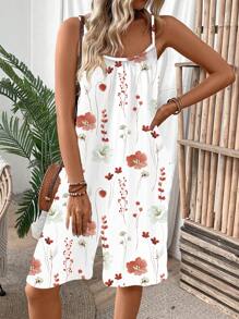 Breezaya Ärmelloser Jumpsuit für Damen mit Blumenmuster und Taschen für den lässigen Look