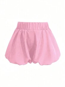 SHEIN Women's Solid Color Simple Daily Pink Shorts, Summer Fashion