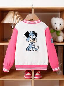 SHEIN Áo khoác dài tay thêu khăn thường ngày dễ thương dành cho các cô gái trẻ - Nhiều màu - Xem 1