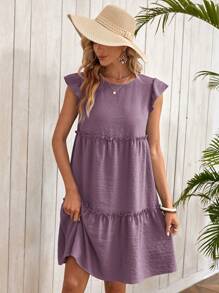 EMERY ROSE 女士純色簡約日常圓領連衣裙