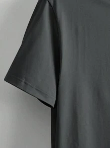 男士修身休闲圆领T恤 - 深灰色 - 查看 3