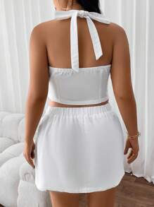 SHEIN Frenchy Kích thước lớn Tận hưởng kỳ nghỉ hè năm 2024 bằng cách mua bộ đồ hai mảnh vải lanh này, nó vừa vặn hoàn hảo và kiểu dáng hở lưng cho phép bạn khoe làn da rám nắng ngày lễ của mình. Kết hợp với váy lanh để có cảm giác thoải mái trong mùa hè. Bộ đồ vải lanh, Bộ váy hai mảnh, Trang phục mùa hè cho phụ nữ, Hai mảnh, Áo khoác trắng, Áo vest vải lanh - trắng - Xem 2