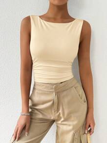 SHEIN EZwear 大码休闲百搭纯色吊带背心（带胸垫），春夏